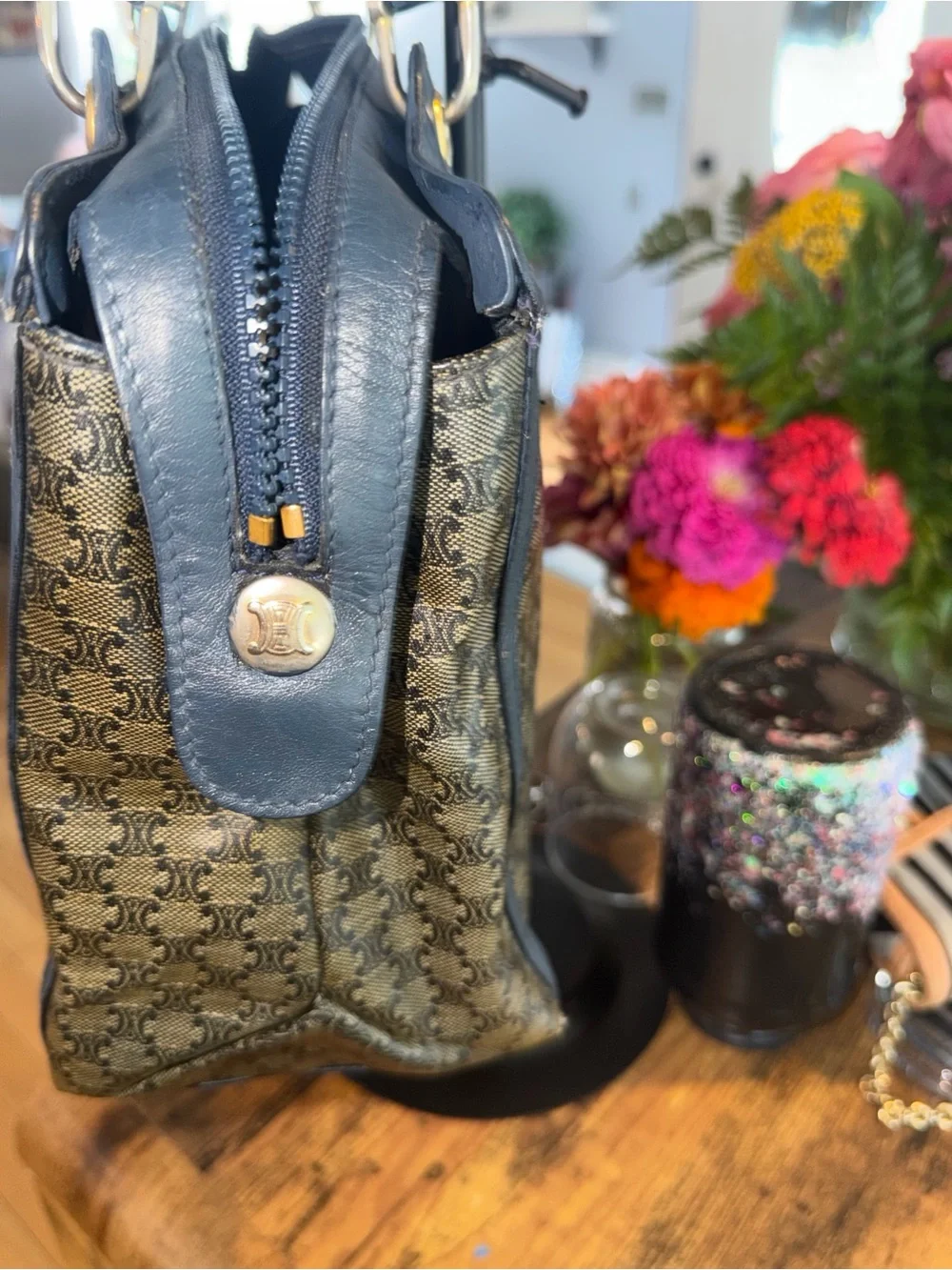Celine Navy Macadam Handbag / Rare / Vintage EUC!